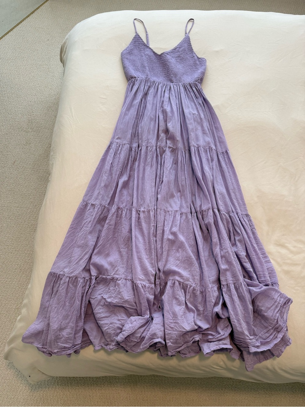 Antica Sartorial Lavender Spaghetti-Strap Maxi Dress 100% Cotton